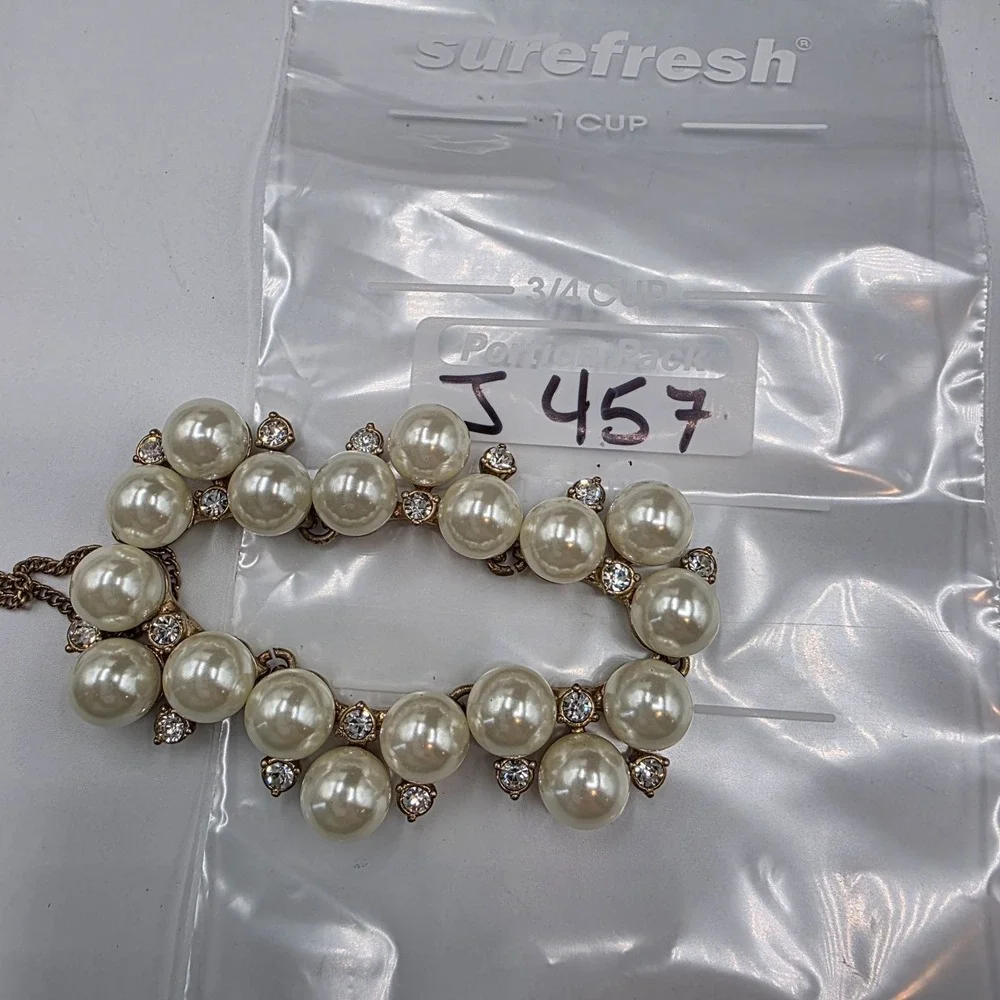 J. Crew Pearl &‎ Crystal Statement Necklace Gold Tone Fashion Jewelry Coquette